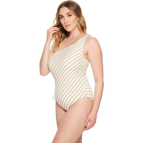 Lauren Ralph Lauren Women's One Shoulder One-Piece Gold/White 22 NWT W - Picture 2 of 3
